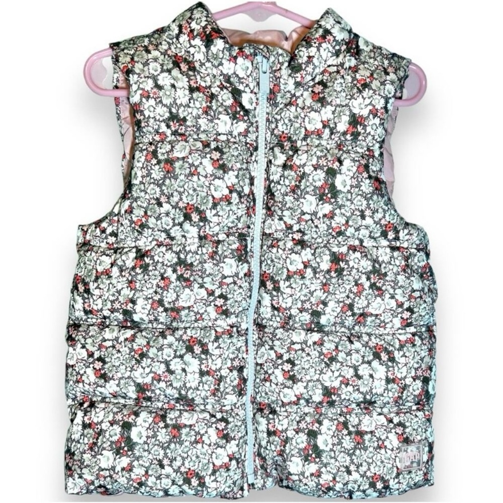 EUC Baby GAP Pink Floral Puffer Vest- Size 5T